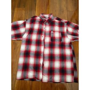 VTG Caltop Shirt Mens SZ 2XL Red Flannel Plaid Short Sleeve Button Up USA